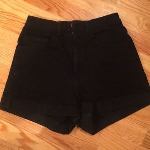American apparel high waisted black denim shorts